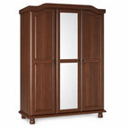 74" Coffee Solid Wood Mirrored Three Door Combo Dresser