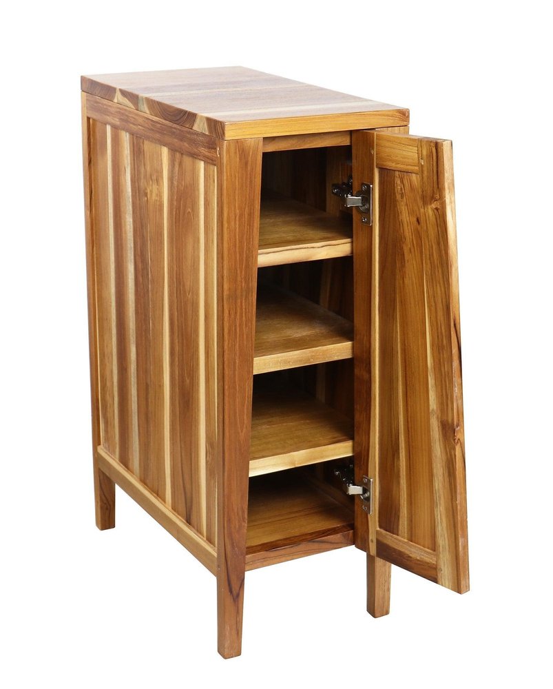 12" Light Brown Solid Wood Freestanding Single Door Bathroom Vanity