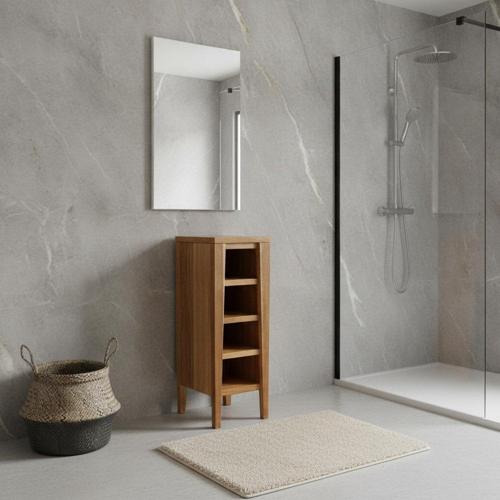 12" Light Brown Solid Wood Freestanding Bathroom Vanity
