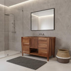48" Light Brown Solid Wood Freestanding Double Door Bathroom Vanity And Six Drawers