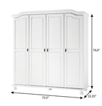 74" White Solid Wood Four Door Combo Dresser