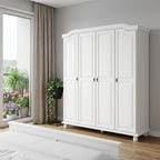 74" White Solid Wood Four Door Combo Dresser