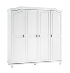 74" White Solid Wood Four Door Combo Dresser