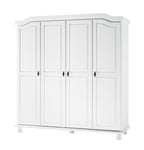 74" White Solid Wood Four Door Combo Dresser