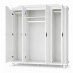 74" White Solid Wood Four Door Combo Dresser