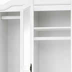 74" White Solid Wood Mirrored Four Door Combo Dresser