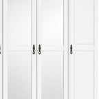 74" White Solid Wood Mirrored Four Door Combo Dresser