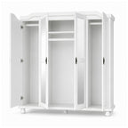 74" White Solid Wood Mirrored Four Door Combo Dresser