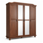 74" White Solid Wood Mirrored Four Door Combo Dresser