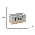12" Antiqued White Solid Wood And Jute Mail Holder