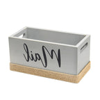 12" Antiqued White Solid Wood And Jute Mail Holder