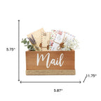 12" Antiqued White Solid Wood And Jute Mail Holder