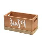12" Antiqued White Solid Wood And Jute Mail Holder