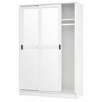 72" White Solid Wood Mirrored Two Door Combo Dresser
