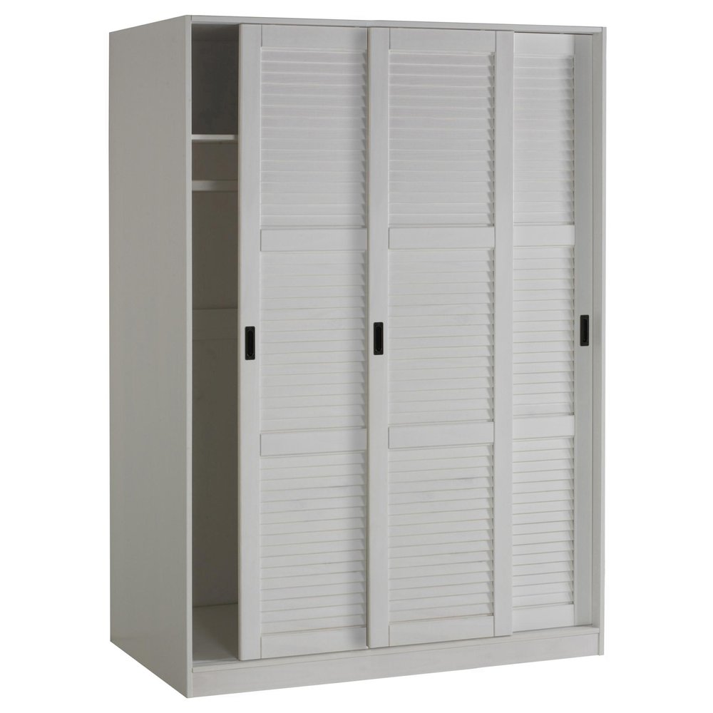 72" White Solid Wood Three Door Combo Dresser