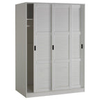 72" White Solid Wood Three Door Combo Dresser