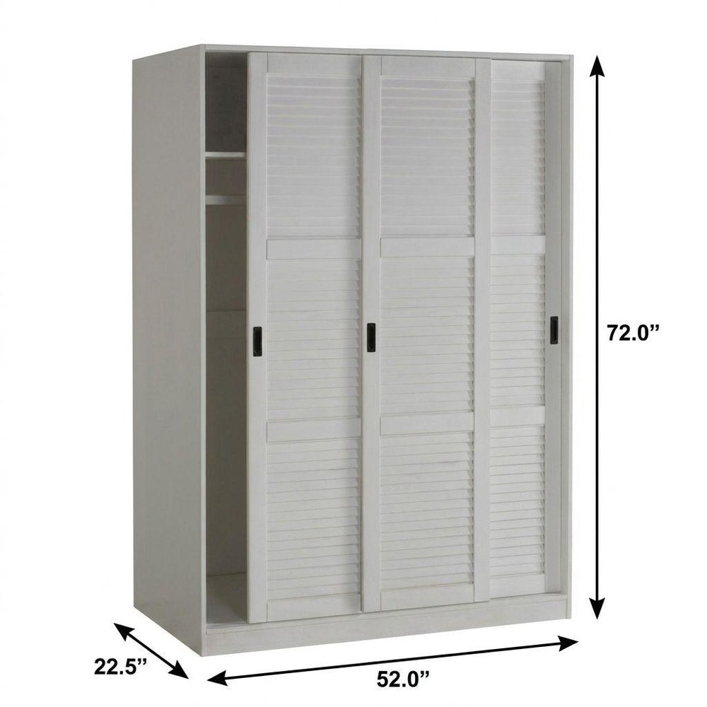 72" White Solid Wood Three Door Combo Dresser
