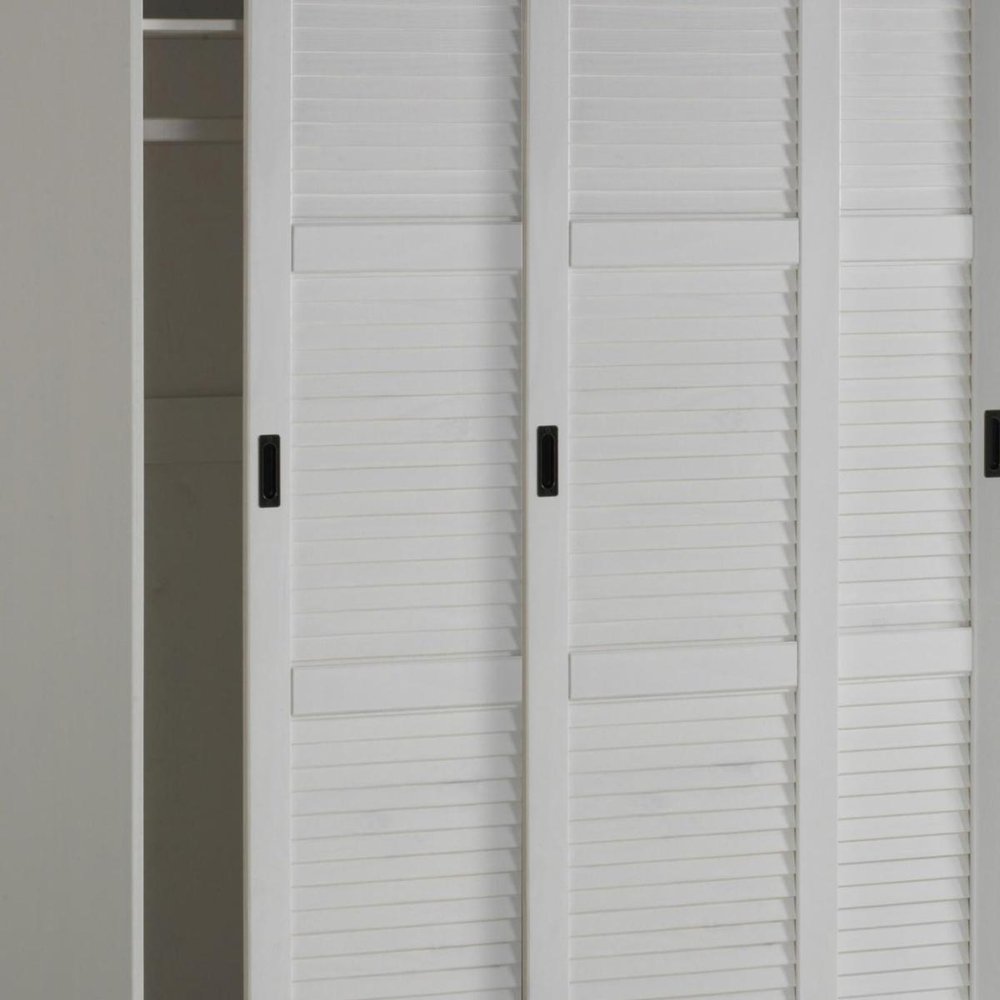 72" White Solid Wood Three Door Combo Dresser