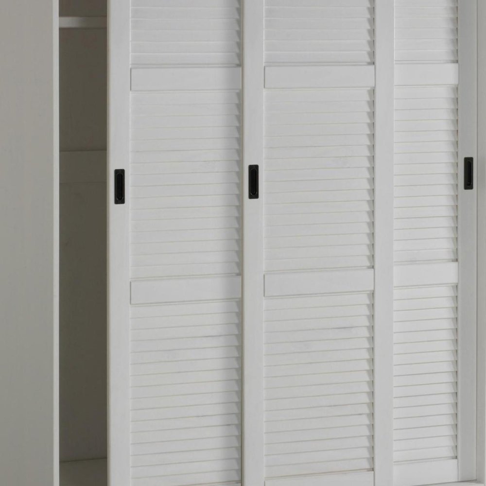 72" White Solid Wood Three Door Combo Dresser