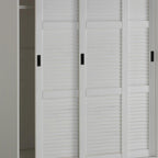 72" White Solid Wood Three Door Combo Dresser