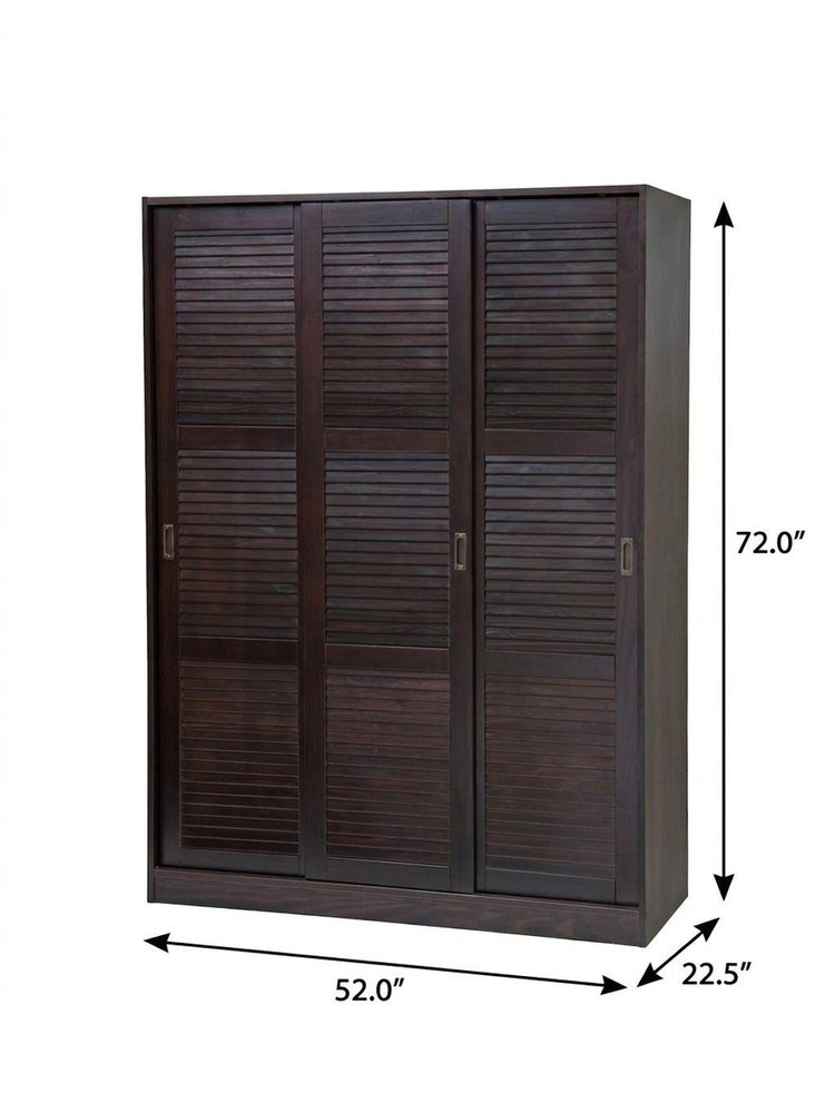 72" Dark Brown Solid Wood Three Door Combo Dresser