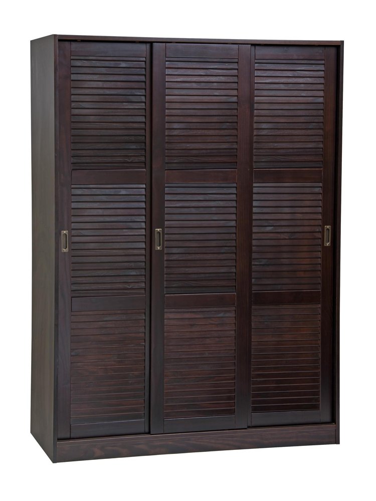 72" Dark Brown Solid Wood Three Door Combo Dresser