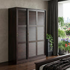 72" Dark Brown Solid Wood Three Door Combo Dresser