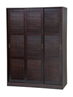 72" Dark Brown Solid Wood Three Door Combo Dresser
