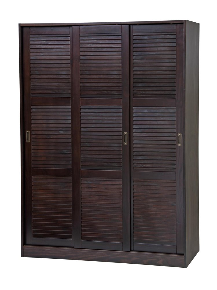 72" Dark Brown Solid Wood Three Door Combo Dresser