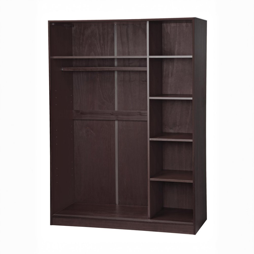 72" Dark Brown Solid Wood Three Door Combo Dresser