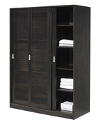 72" Dark Brown Solid Wood Three Door Combo Dresser