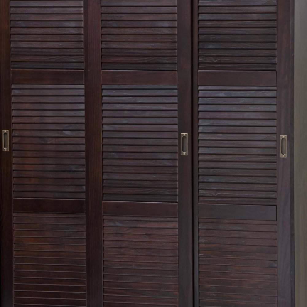 72" Dark Brown Solid Wood Three Door Combo Dresser
