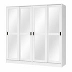 72" White Solid Wood Mirrored Five Door Combo Dresser
