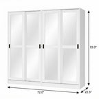 72" White Solid Wood Mirrored Five Door Combo Dresser