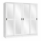 72" White Solid Wood Mirrored Five Door Combo Dresser