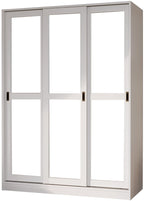 72" White Solid Wood Mirrored Two Door Combo Dresser
