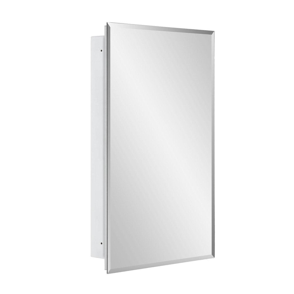 16" White Plastic Floating Single Door Bathroom Vanity And Medicine Cabinet With Mirror