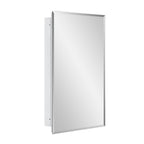 16" White Plastic Floating Single Door Bathroom Vanity And Medicine Cabinet With Mirror