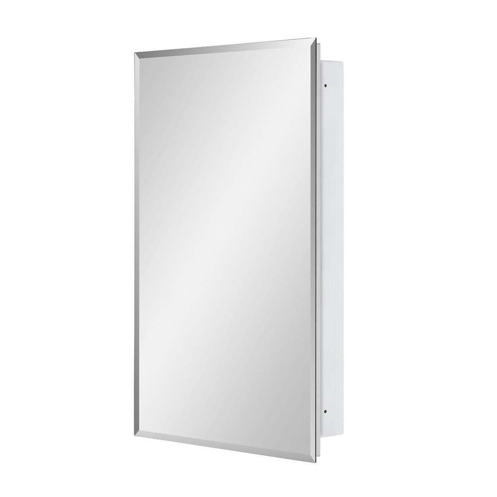 16" White Plastic Floating Single Door Bathroom Vanity And Medicine Cabinet With Mirror