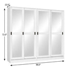 72" White Solid Wood Mirrored Five Door Combo Dresser