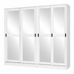 72" White Solid Wood Mirrored Five Door Combo Dresser