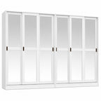 72" White Solid Wood Mirrored Six Door Combo Dresser
