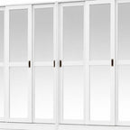 72" White Solid Wood Mirrored Six Door Combo Dresser