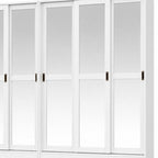 72" White Solid Wood Mirrored Six Door Combo Dresser
