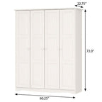 72" White Solid Wood Four Door Combo Dresser