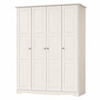 72" White Solid Wood Four Door Combo Dresser