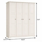 72" White Solid Wood Four Door Combo Dresser