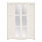 72" White Solid Wood Mirrored Four Door Combo Dresser