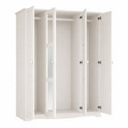 72" White Solid Wood Mirrored Four Door Combo Dresser