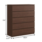 72" Coffee Solid Wood Mirrored Four Door Combo Dresser